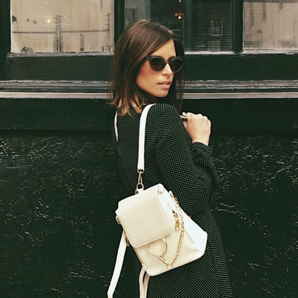 White/Beige/Gold mini backpack - NEVER USED 💘